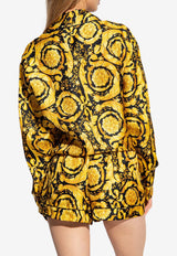 Barocco-Print Silk Pajama Top