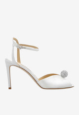 Jimmy Choo Sacora 85 Crystal Sphere Satin Sandals White SACORA 85 WCZ-IVORY CRYSTAL