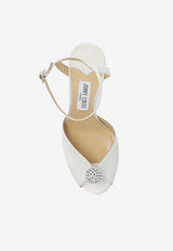 Jimmy Choo Sacora 85 Crystal Sphere Satin Sandals White SACORA 85 WCZ-IVORY CRYSTAL