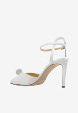 Jimmy Choo Sacora 85 Crystal Sphere Satin Sandals White SACORA 85 WCZ-IVORY CRYSTAL