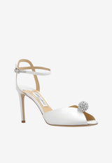 Jimmy Choo Sacora 85 Crystal Sphere Satin Sandals White SACORA 85 WCZ-IVORY CRYSTAL
