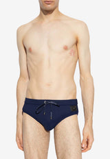 Dolce & Gabbana Logo Plaque Swimming Briefs Navy M4A76J ONO05-B0665
