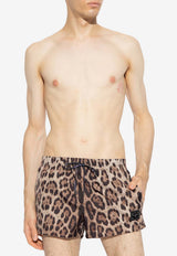 Dolce & Gabbana Leopard Print Swim Shorts Brown M4E46T ONO07-HY13M