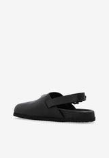 Dolce & Gabbana Logo Plaque Leather Sandals Black A80402 AQ765-80999