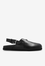 Dolce & Gabbana Logo Plaque Leather Sandals Black A80402 AQ765-80999