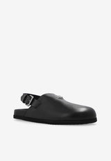 Dolce & Gabbana Logo Plaque Leather Sandals Black A80402 AQ765-80999