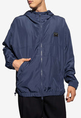 Dolce & Gabbana Logo Plaque Windbreaker Jacket Navy  G9AIAT FUSFW-B6712
