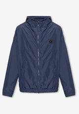 Dolce & Gabbana Logo Plaque Windbreaker Jacket Navy  G9AIAT FUSFW-B6712