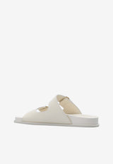 Jimmy Choo Fayence Leather Flat Sandals Cream FAYENCE SANDAL SQM-LATTE