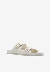 Jimmy Choo Fayence Leather Flat Sandals Cream FAYENCE SANDAL SQM-LATTE
