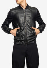 Dolce & Gabbana Leather Zip-Up Jacket Black G9ZY5L HULR0-N0000