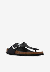 Birkenstock Gizeh Big Buckle Slides in Oiled Leather Black 1023337 0-BLACK