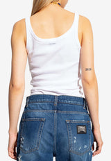 Dolce & Gabbana Ribbed Knit Tank Top White F8U09T FU7AV-W0800