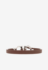 Ferragamo Gancini Leather Bracelet Brown 774547 BR TONC LEAT 676055-BR PEL BARKBR PALL LUCIDO