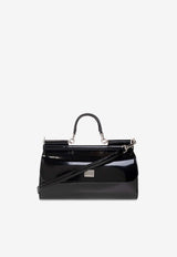 Dolce & Gabbana X Kim Sicily Patent Leather Handbag Black BB7465 AI413-80999