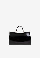 Dolce & Gabbana X Kim Sicily Patent Leather Handbag Black BB7465 AI413-80999