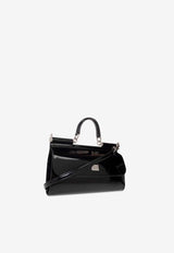 Dolce & Gabbana X Kim Sicily Patent Leather Handbag Black BB7465 AI413-80999