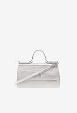 Dolce & Gabbana X Kim Sicily Rhinestone Embellished Satin Handbag Silver BB7465 AN241-8C964