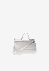 Dolce & Gabbana X Kim Sicily Rhinestone Embellished Satin Handbag Silver BB7465 AN241-8C964