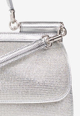 Dolce & Gabbana X Kim Sicily Rhinestone Embellished Satin Handbag Silver BB7465 AN241-8C964