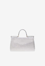 Dolce & Gabbana X Kim Sicily Rhinestone Embellished Satin Handbag Silver BB7465 AN241-8C964