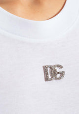 Dolce & Gabbana Embellished DG Logo T-shirt White F8U08Z G7B3U-W0800