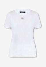 Dolce & Gabbana Embellished DG Logo T-shirt White F8U08Z G7B3U-W0800