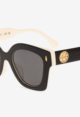 Tory Burch Miller Pushed Square Sunglasses Gray 0TY7201U 0-198887