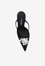 Dolce & Gabbana 105 Satin Embellished Mules Black CI0166 AQ521-8S488