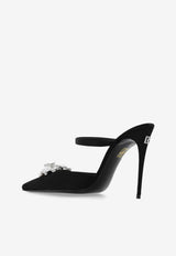 Dolce & Gabbana 105 Satin Embellished Mules Black CI0166 AQ521-8S488