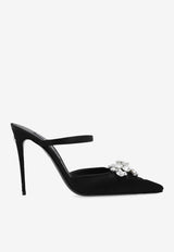 Dolce & Gabbana 105 Satin Embellished Mules Black CI0166 AQ521-8S488