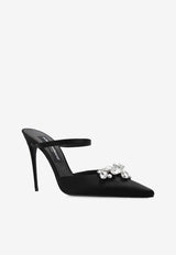 Dolce & Gabbana 105 Satin Embellished Mules Black CI0166 AQ521-8S488