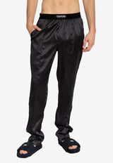 Tom Ford Logo Waistband Silk Pajama Pants Black T4H201010 0-002