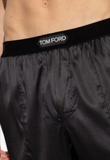 Tom Ford Logo Waistband Silk Pajama Pants Black T4H201010 0-002