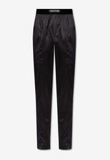 Tom Ford Logo Waistband Silk Pajama Pants Black T4H201010 0-002