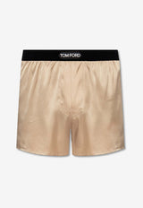 Tom Ford Logo Patch Silk Boxers Beige T4LE41010 0-252