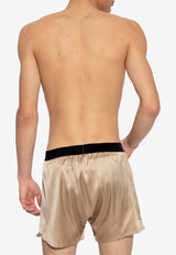 Tom Ford Logo Patch Silk Boxers Beige T4LE41010 0-252