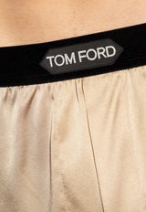 Tom Ford Logo Patch Silk Boxers Beige T4LE41010 0-252