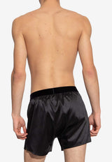Tom Ford Logo Patch Silk Boxers Black T4LE41010 0-002