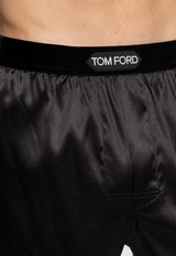 Tom Ford Logo Patch Silk Boxers Black T4LE41010 0-002
