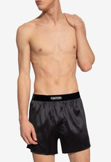 Tom Ford Logo Patch Silk Boxers Black T4LE41010 0-002