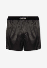 Tom Ford Logo Patch Silk Boxers Black T4LE41010 0-002