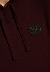 Dolce & Gabbana Logo Plaque Hooded Sweatshirt Burgundy GXO33T JEMQ3-R0108