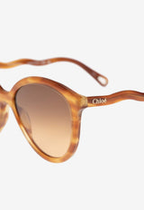 Chloé Logo Cat-Eye Sunglasses Brown CH0087S-002 0-0