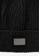Dolce & Gabbana Logo Plaque Wool Beanie Gray GXK63T JEMQ5-S8292