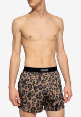 Tom Ford Animal Print Silk Boxers Brown T4LE41020 0-258
