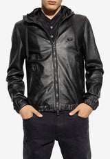 Dolce & Gabbana Zip-Up Hooded Leather Jacket Black G9ZY6L HULR0-N0000