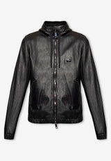 Dolce & Gabbana Zip-Up Hooded Leather Jacket Black G9ZY6L HULR0-N0000