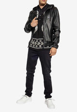 Dolce & Gabbana Zip-Up Hooded Leather Jacket Black G9ZY6L HULR0-N0000