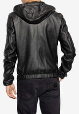 Dolce & Gabbana Zip-Up Hooded Leather Jacket Black G9ZY6L HULR0-N0000